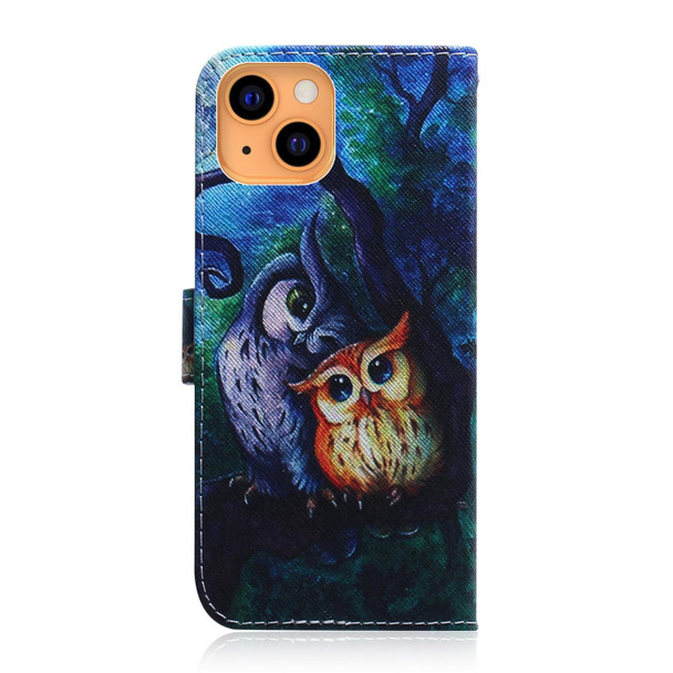 Coloured Drawing Horizontal Flip Leatherette Case, with Holder & Card Slots & Wallet - iPhone 13(Oil Painting Owl)