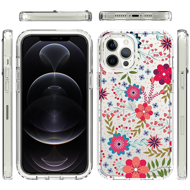 2 in 1 High Transparent Painted Shockproof PC + TPU Protective Case - iPhone 11 Pro(Small Floral)