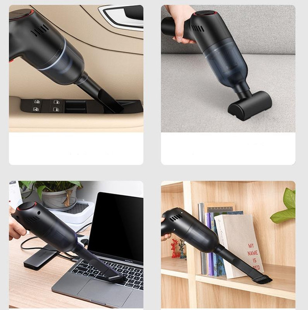 SHANEN 120W 8000Pa Car Vacuum Cleaner Car Wireless Charging High-Power Powerful Mini Handheld Vacuum Cleaner Black