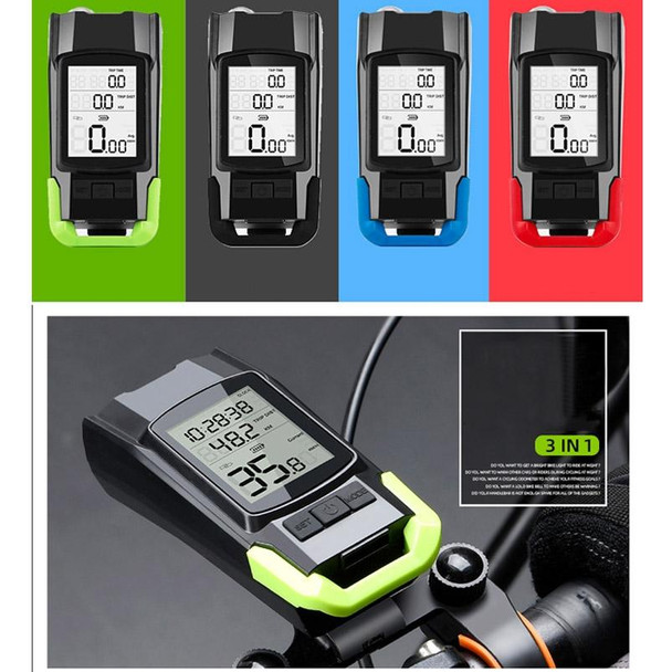 3 In 1 Wireless Bicycle Code Meter Lamp Strong Light Front Light, Colour: Green Upgrade Floating + Tail Light