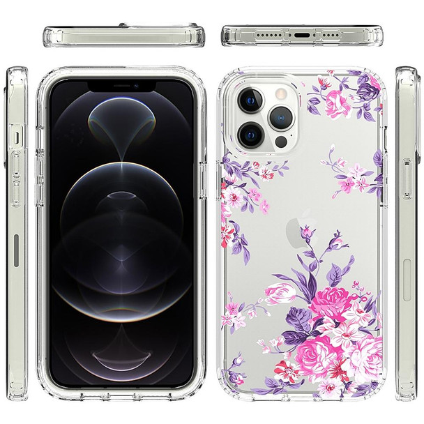 2 in 1 High Transparent Painted Shockproof PC + TPU Protective Case - iPhone 11 Pro Max(Rose Flower)