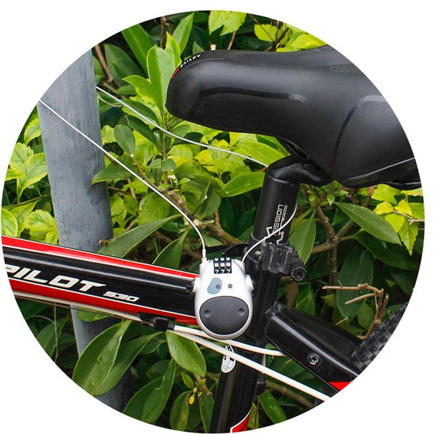 Portable Bicycle Motorcycle Anti-Theft Lock Telescopic Wire Lock Cartoon Cow Password Lock(Silver)