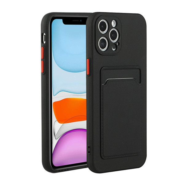 Card Slot Design Shockproof TPU Protective Case - iPhone 13 Pro Max(Black)