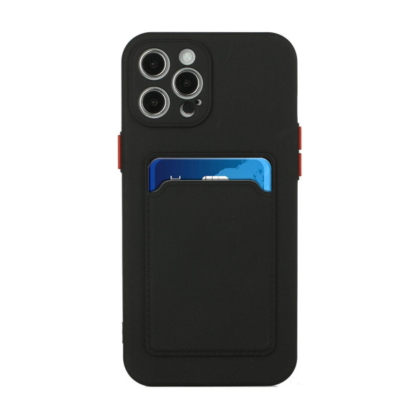 Card Slot Design Shockproof TPU Protective Case - iPhone 12 Pro Max(Black)