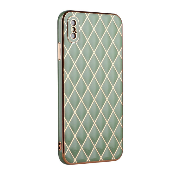 Electroplated Rhombic Pattern Sheepskin TPU Protective Case - iPhone XS Max(Avocado Green)