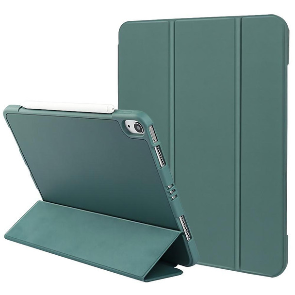 3-Fold Holder Shockproof Leatherette Smart Tablet Case for iPad mini 6(Dark Green)