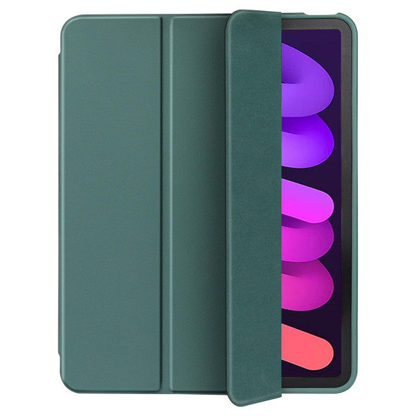 3-Fold Holder Shockproof Leatherette Smart Tablet Case for iPad mini 6(Dark Green)