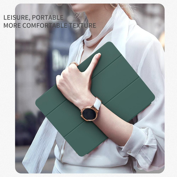 3-Fold Holder Shockproof Leatherette Smart Tablet Case for iPad mini 6(Dark Green)