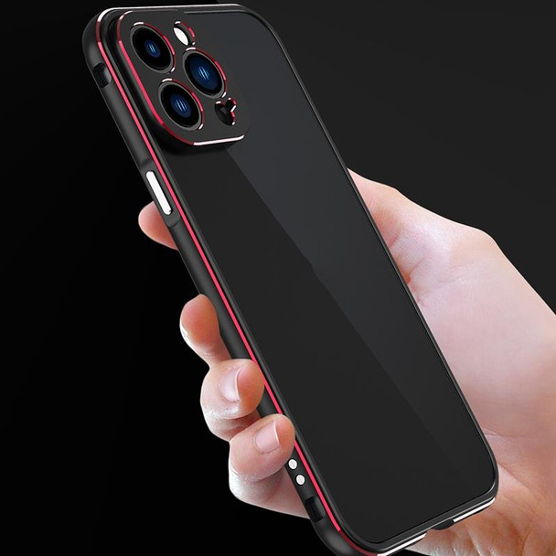 Aurora Series Lens Protector + Metal Frame Protective Case - iPhone 13 Pro(Black Red)