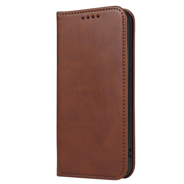 Calf Texture Magnetic Horizontal Flip Leatherette Case with Holder & Card Slots & Wallet - iPhone 12 Pro Max(Brown)