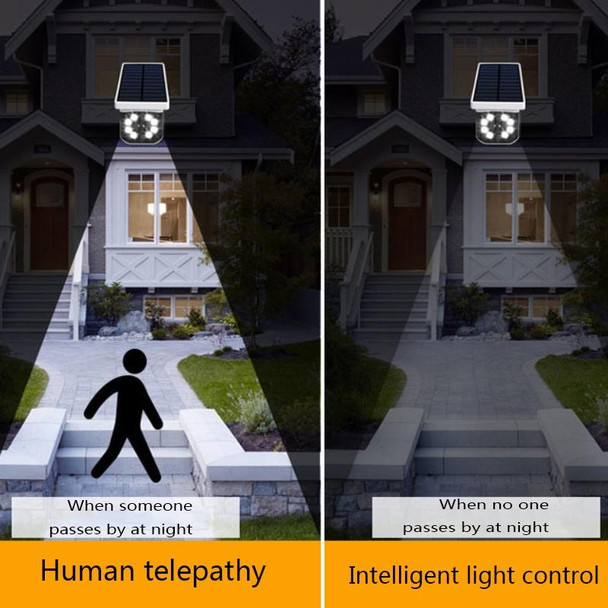 LED Simulation Security Camera Solar Lamp IP65 Waterproof Anti-Theft Human Body Induction Courtyard Spotlight(White)