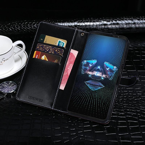 Asus ROG Phone 5s idewei Crocodile Texture Horizontal Flip Leatherette Case with Holder & Card Slots & Wallet(Black)