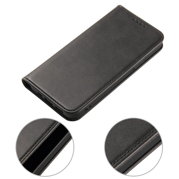 Calf Texture Magnetic Horizontal Flip Leatherette Case with Holder & Card Slots & Wallet - iPhone 12 Pro Max(Black)