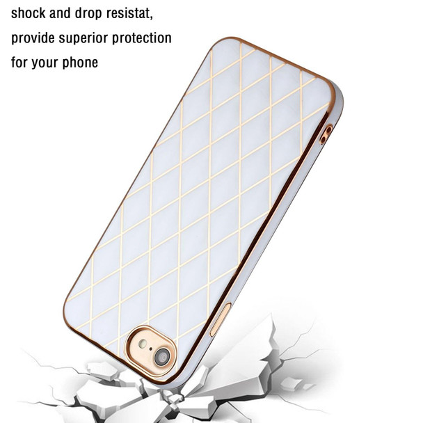 Electroplated Rhombic Pattern Sheepskin TPU Protective Case - iPhone SE 2022 / SE 2020 / 8 / 7(White)