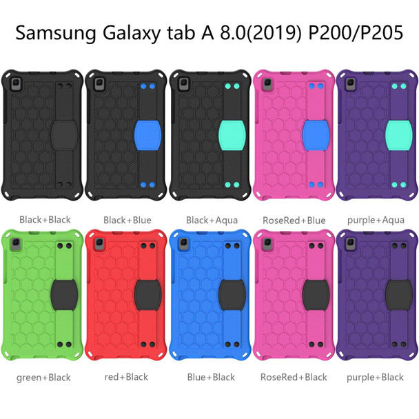 Samsung Galaxy Tab A 8.0 & S Pen (2019)P200/P205 Honeycomb Design EVA + PC Four Corner Shockproof Protective Case with Strap(Green+Black)