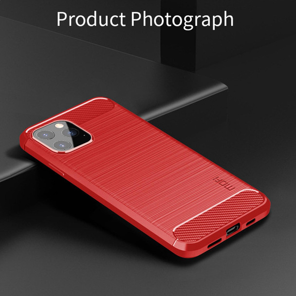 MOF Gentleness Series Brushed Texture Carbon Fiber Soft TPU Case - iPhone 12 Pro Max(Red)