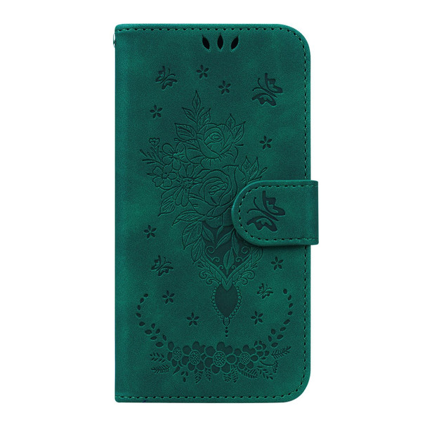 Butterfly Rose Embossed Leatherette Phone Case - iPhone 12 / 12 Pro(Green)