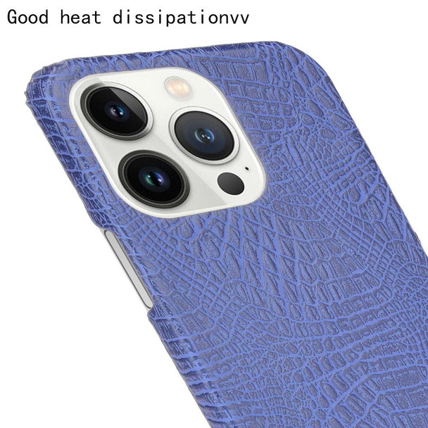 Crocodile PU + PC Phone Case - iPhone 13 Pro Max(Blue)