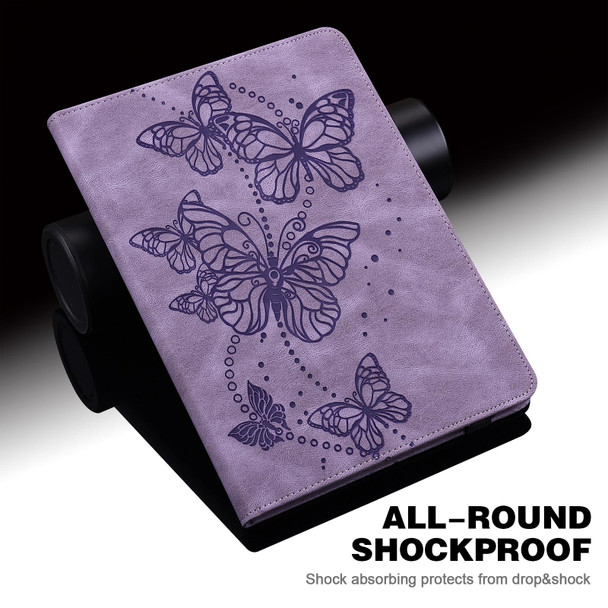 Embossed Butterfly Pattern Horizontal Flip Leatherette Tablet Case - iPad 9.7 (2018/2017) / Air 2 / Air(Purple)