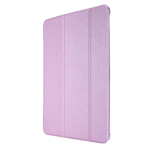 Silk Texture Three-fold Horizontal Flip Leather Tablet Case with Holder & Pen Slot - iPad Pro 12.9 (2021)(Pink)