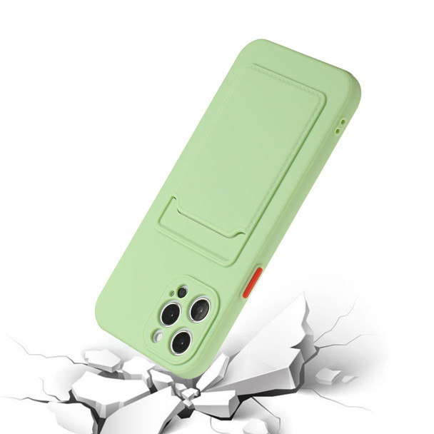 Card Slot Design Shockproof TPU Protective Case - iPhone 12 Pro Max(Green)