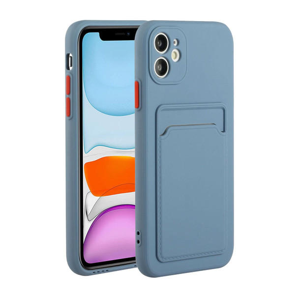 Card Slot Design Shockproof TPU Protective Case - iPhone 12 mini(Gray)