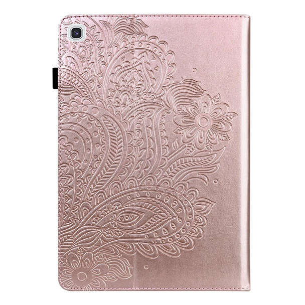 Samsung Galaxy Tab A7 T500 Peacock Embossed Pattern TPU + PU Horizontal Flip Leather Case with Holder & Card Slots & Wallet(Rose Gold)