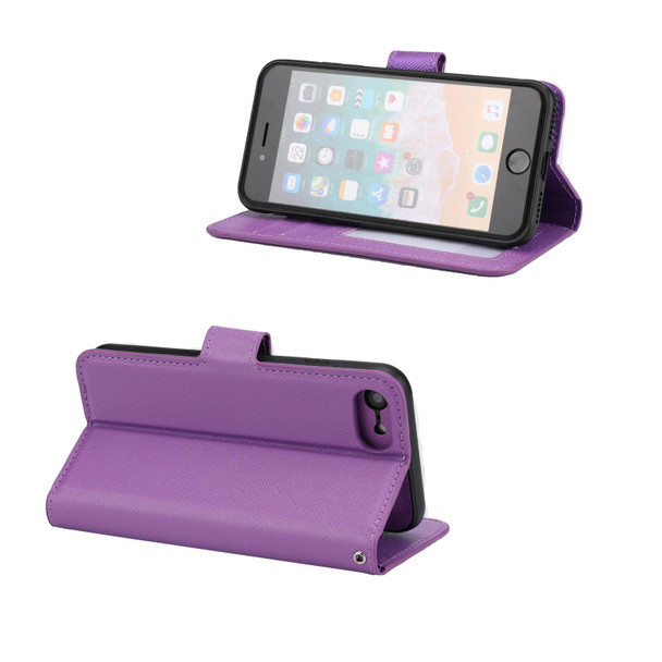 Cross Texture Detachable Leatherette Phone Case - iPhone SE 2022 / SE 2020 / 8 / 7(Purple)