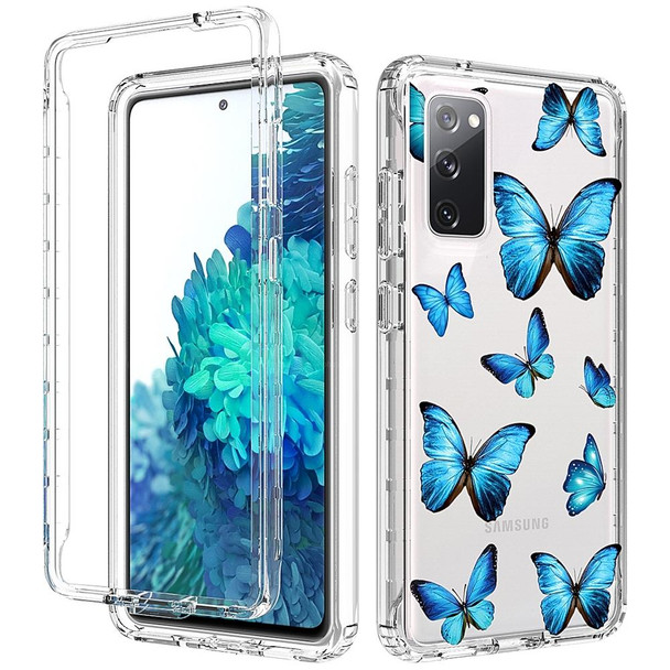 Samsung Galaxy S20 FE 2 in 1 High Transparent Painted Shockproof PC + TPU Protective Case(Blue Butterfly)