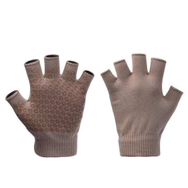 Ladies Non-Slip Fingerless Aerial Yoga Aid Gloves(A2 Beige)