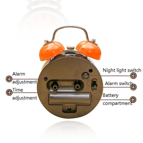 A32 Double Bell Alarm Clock Student Bedside Belt Alarm(Orange)