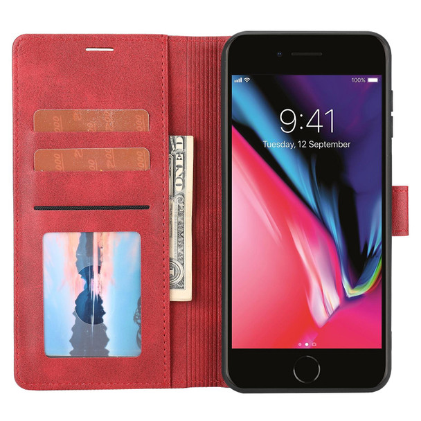 Classic Wallet Flip Leatherette Phone Case - iPhone SE 2022 / 2020 / 8 / 7(Red)