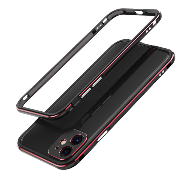 Aurora Series Lens Protector + Metal Frame Protective Case - iPhone 11(Black Red)