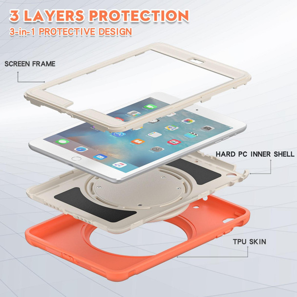 Shockproof TPU + PC Protective Case with 360 Degree Rotation Foldable Handle Grip Holder & Pen Slot - iPad mini 3 / 2 / 1(Living Coral)