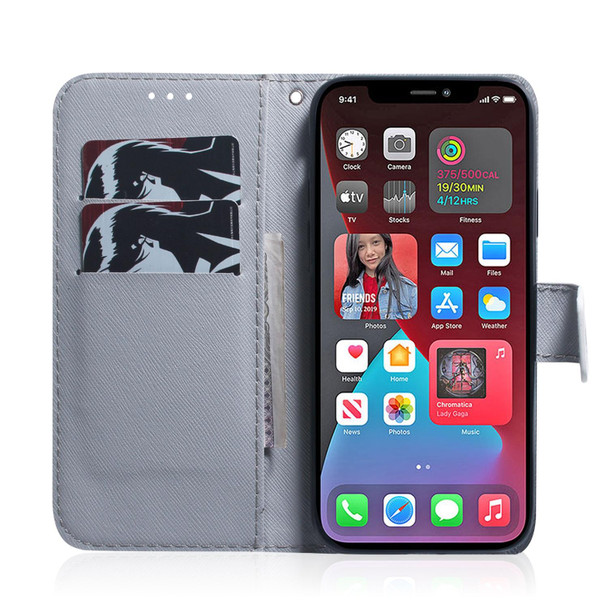 Coloured Drawing Horizontal Flip Leatherette Case, with Holder & Card Slots & Wallet - iPhone 13 Pro(Tiger)