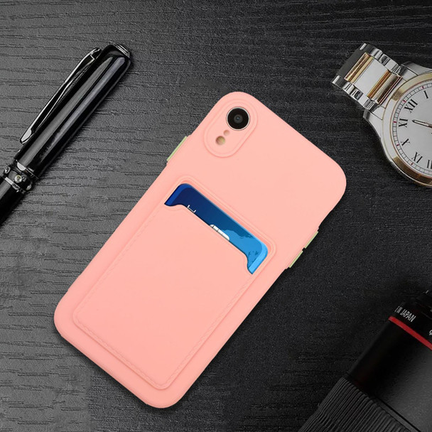 Card Slot Design Shockproof TPU Protective Case - iPhone XR(Pink)