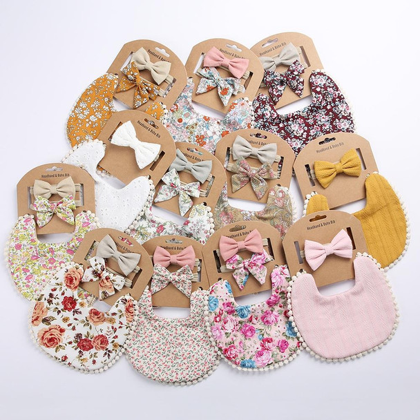 Baby Linen Cotton Printed Double-sided Saliva Towel Headband Set(DP021-2)