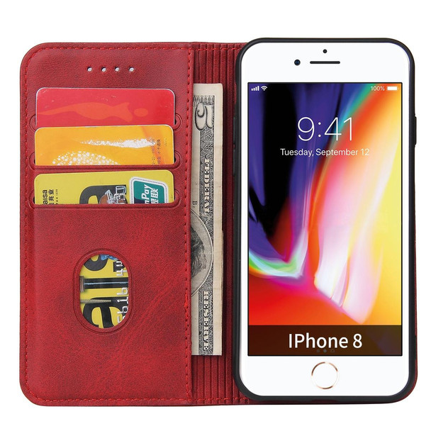 Calf Texture Magnetic Horizontal Flip Leatherette Case with Holder & Card Slots & Wallet - iPhone SE 2022 / SE 2020 / 8 / 7(Red)