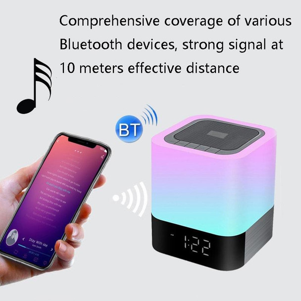 MUSKY Wireless Bluetooth Speaker Bedside Alarm Clock Touch Sensor Night Lamp Mini Speaker(Colorful Light)