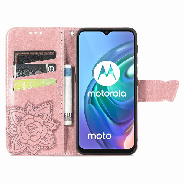 Motorola Moto G30 / G10 Butterfly Love Flower Embossed Horizontal Flip Leather Case with Bracket & Card Slot & Wallet & Lanyard(Rose Gold)