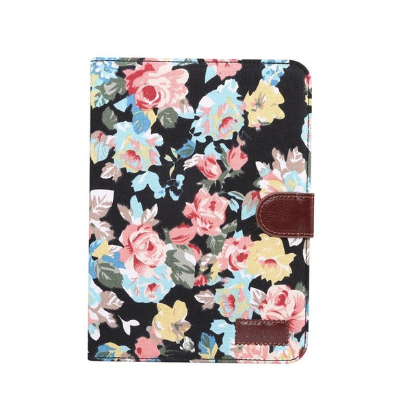 Flowers Cloth Pattern Horizontal Flip Leatherette Tablet Case with Sleep / Wake-up Function & Holder & Card Slots & Wallet - iPad mini 6(Black)