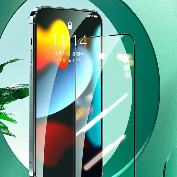 ROCK SPACE 0.33mm Green Light Eye Protection Anti-blue Light Full Screen Tempered Glass Film - iPhone 13 Pro Max