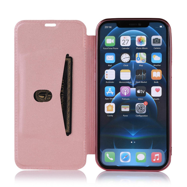 Bronzing Plating PU + TPU Horizontal Flip Leatherette Case with Holder & Card Slot - iPhone 12 mini(Pink Purple)
