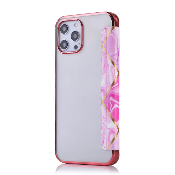 Bronzing Plating PU + TPU Horizontal Flip Leatherette Case with Holder & Card Slot - iPhone 12 mini(Pink Purple)