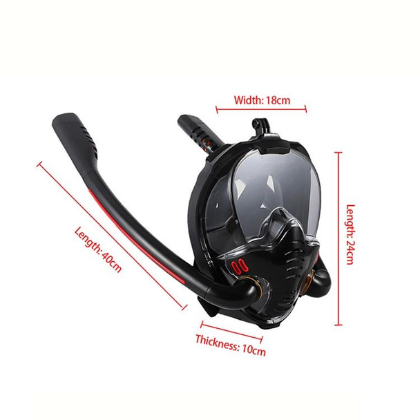 Snorkeling Mask Double Tube Silicone Full Dry Diving Mask Adult Swimming Mask Diving Goggles, Size: L/XL(Black/Black)