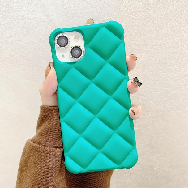 Elegant Rhombic Texture TPU Phone Case - iPhone 13 Pro(Blue-green)