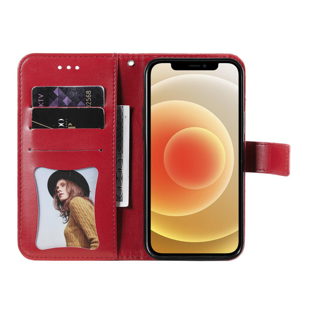 7-petal Flowers Embossing Pattern Horizontal Flip PU Leatherette Case with Holder & Card Slots & Wallet & Photo Frame - iPhone 13 Pro(Red)