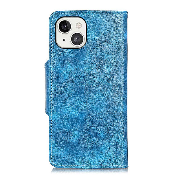 Crazy Horse Texture Magnetic Buckle Horizontal Flip Leatherette Case with Holder & 6-Card Slots & Wallet - iPhone 13(Blue)