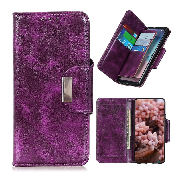 Crazy Horse Texture Magnetic Buckle Horizontal Flip Leatherette Case with Holder & 6-Card Slots & Wallet - iPhone 13(Purple)