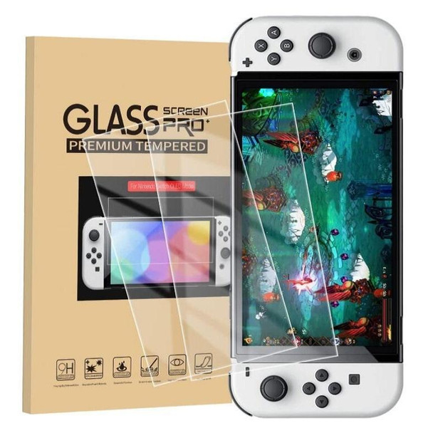 Game Console Crystal Shell Remote Sensing Cap Tempered Film Storage Bag Set - Switch OLED Console Storage Bag+Crystal Case+Rocker Capx6+Tempered Film